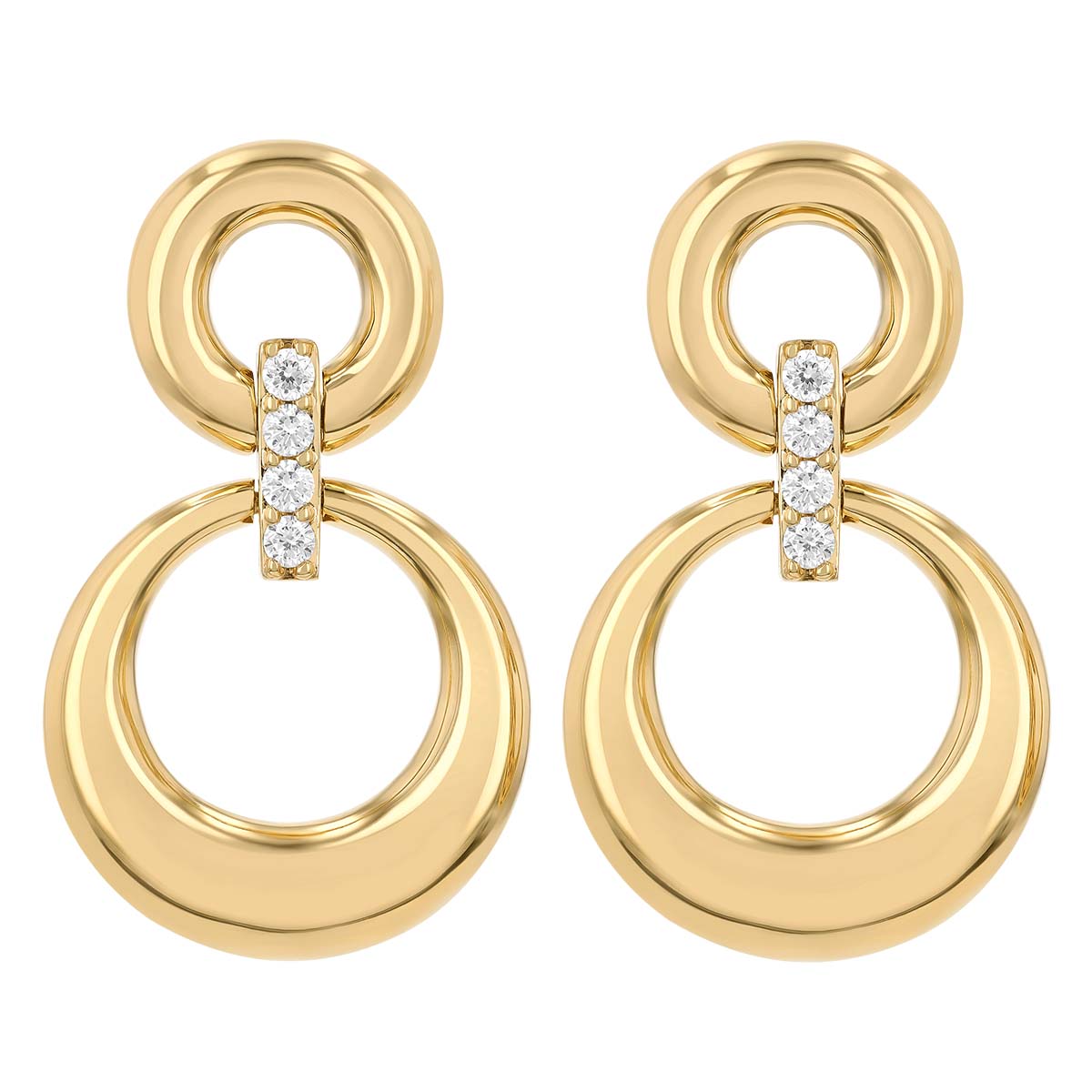 Yellow Gold Doorknocker Drop Earrings with Diamonds