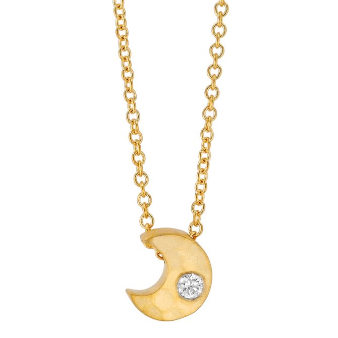 Marika Diamond Mini Crescent Moon Pendant in Yellow Gold 9347-Y