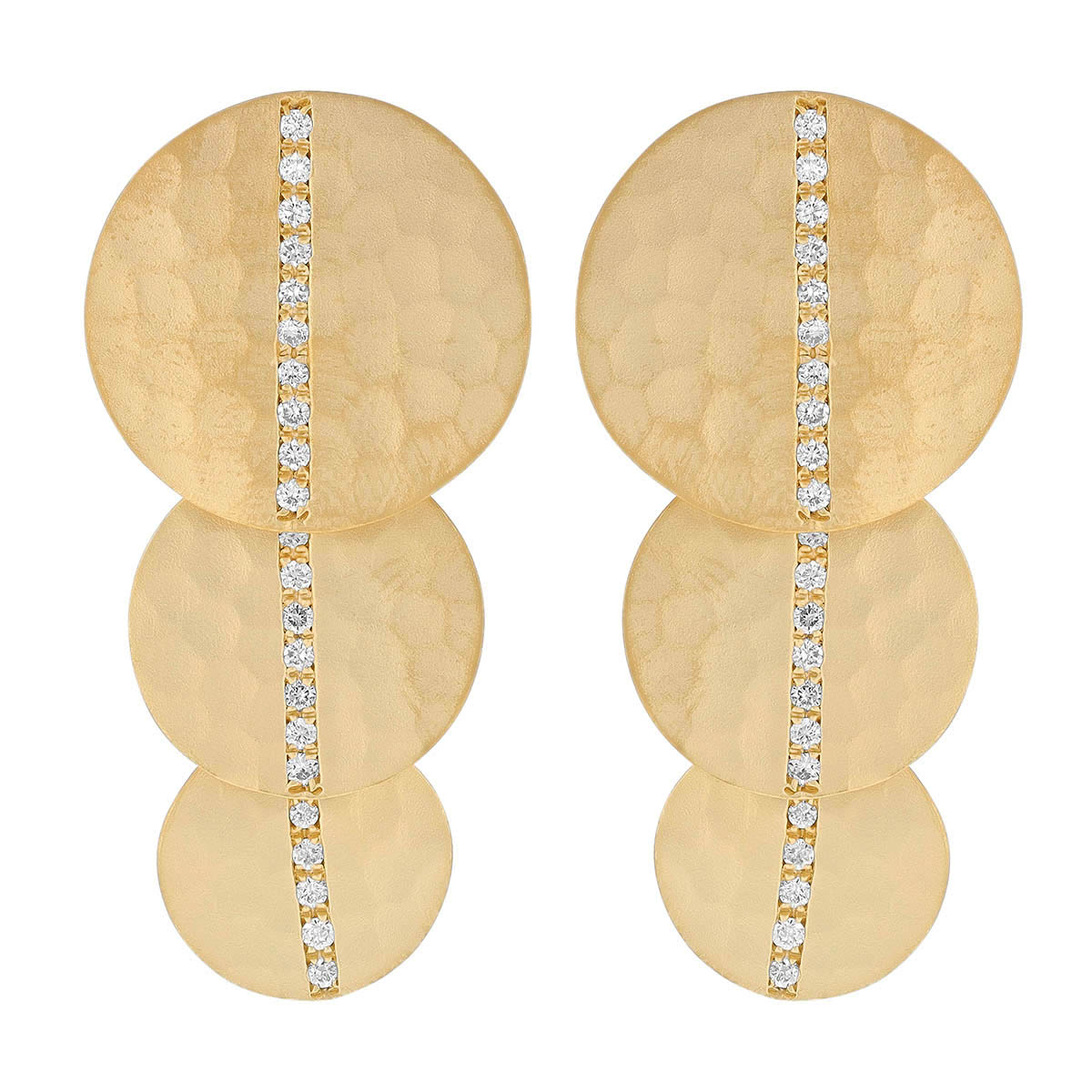 Marika Triple Disc Drop Earrings with Diamonds