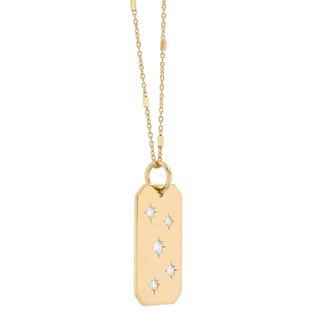 Zoe Chicco Diamond Starburst Scatter Dog Tag Pendant in Yellow Gold, 18