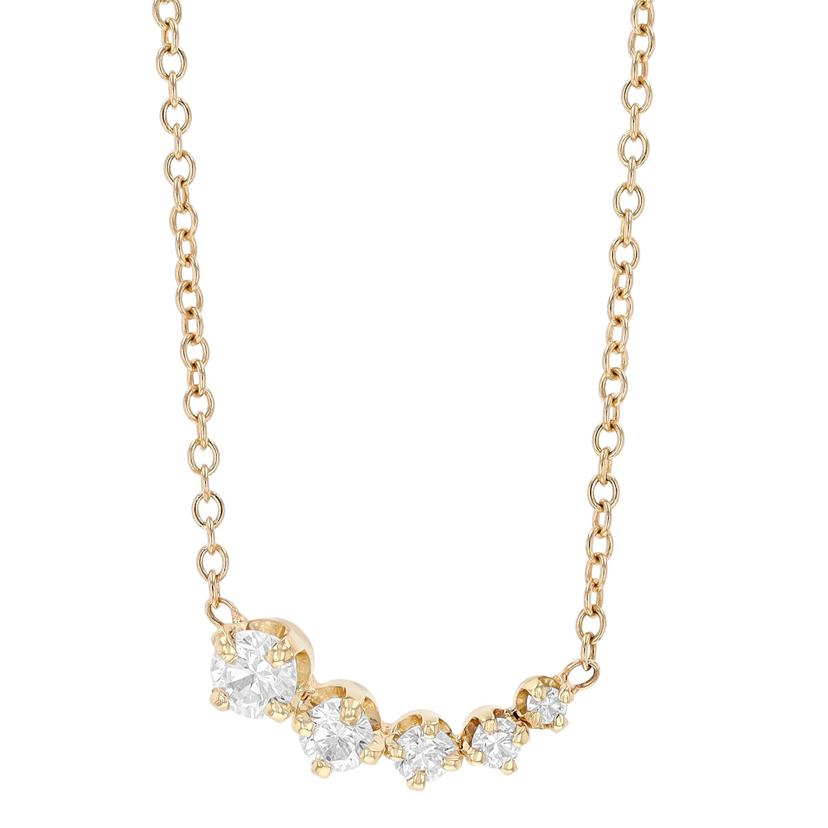 Zoe Chicco Graduated Diamond Curved Bar Necklace in Yellow Gold, 16