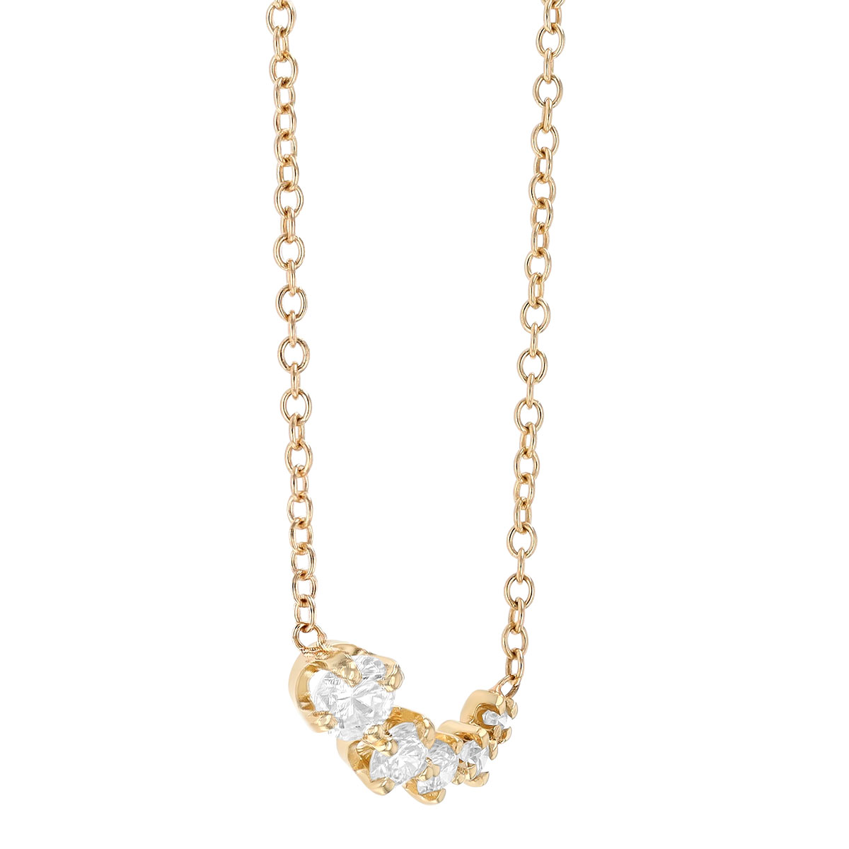 Zoe Chicco Graduated Diamond Curved Bar Necklace in Yellow Gold, 16