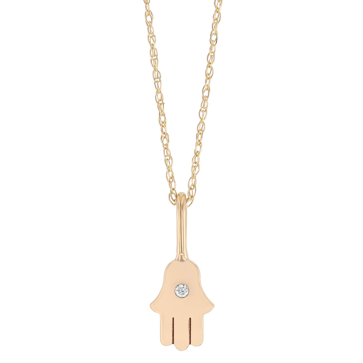 Zoe Chicco Yellow Gold Hamsa Pendant with Diamond