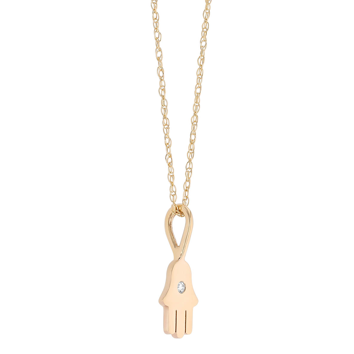 Zoe Chicco Yellow Gold Hamsa Pendant with Diamond