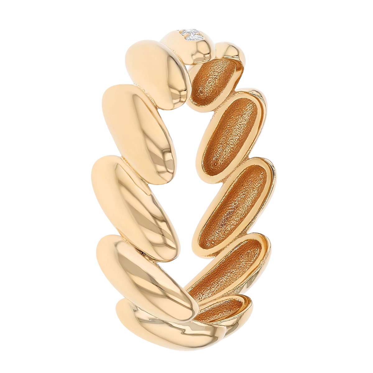 Zoe Chicco Yellow Gold Bean Shape Band Ring with Diamonds