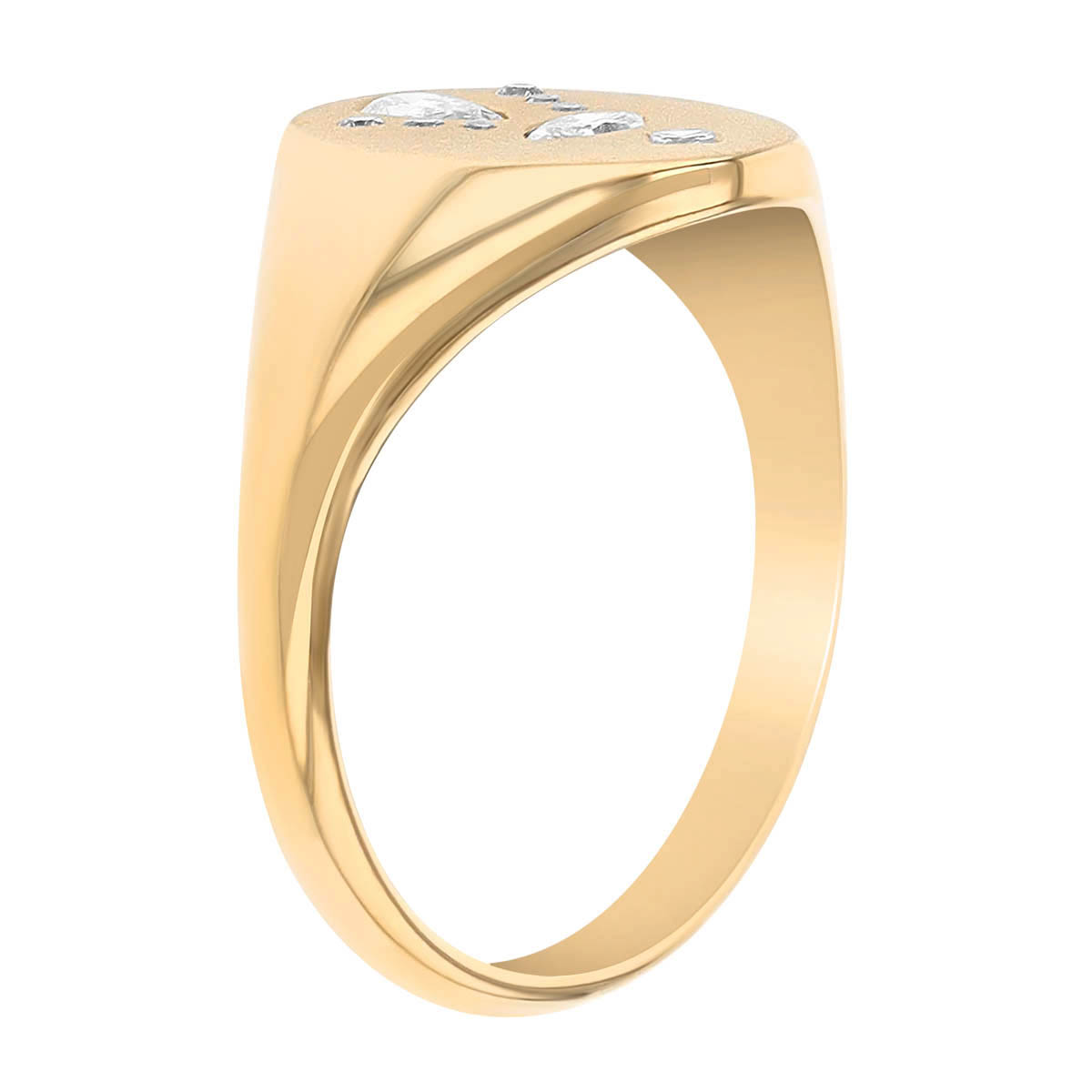 Zoe Chicco Mosaic Flush Set Diamond Signet Ring in Yellow Gold
