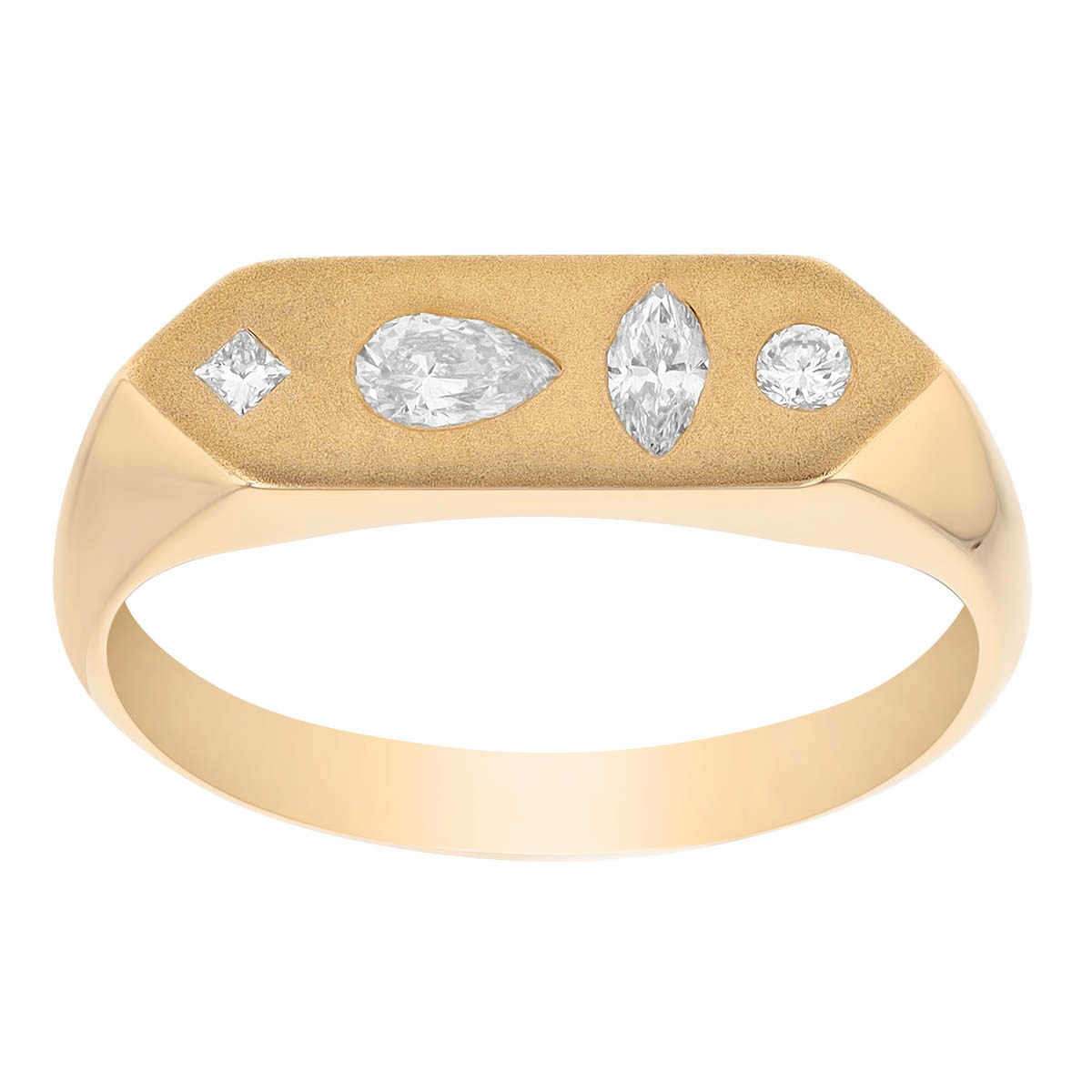 Zoe Chicco Multi Shape Quad Diamond Bar Ring in Yellow Gold