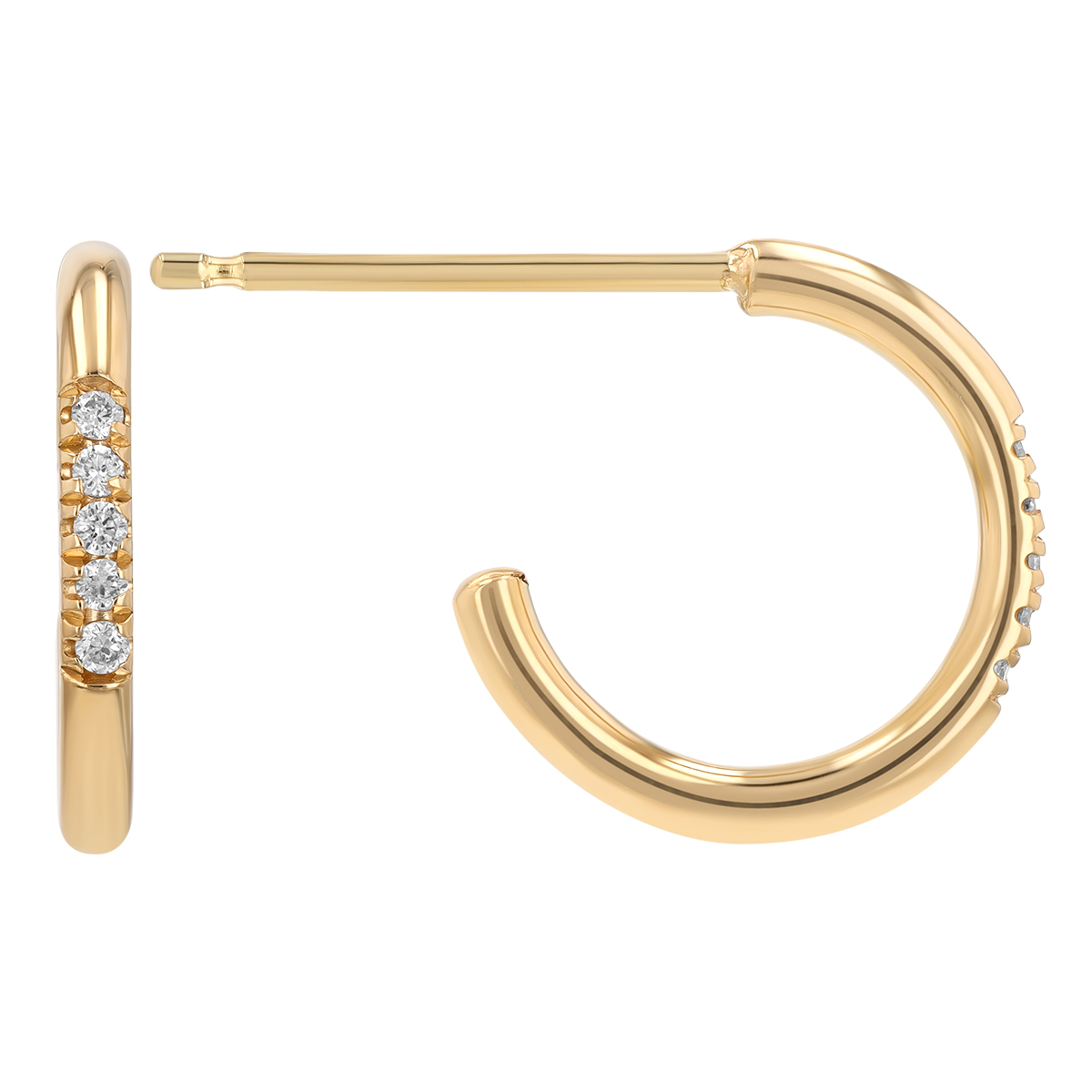 Zoe Chicco 5 Diamond Huggie Hoop Earrings in Yellow Gold