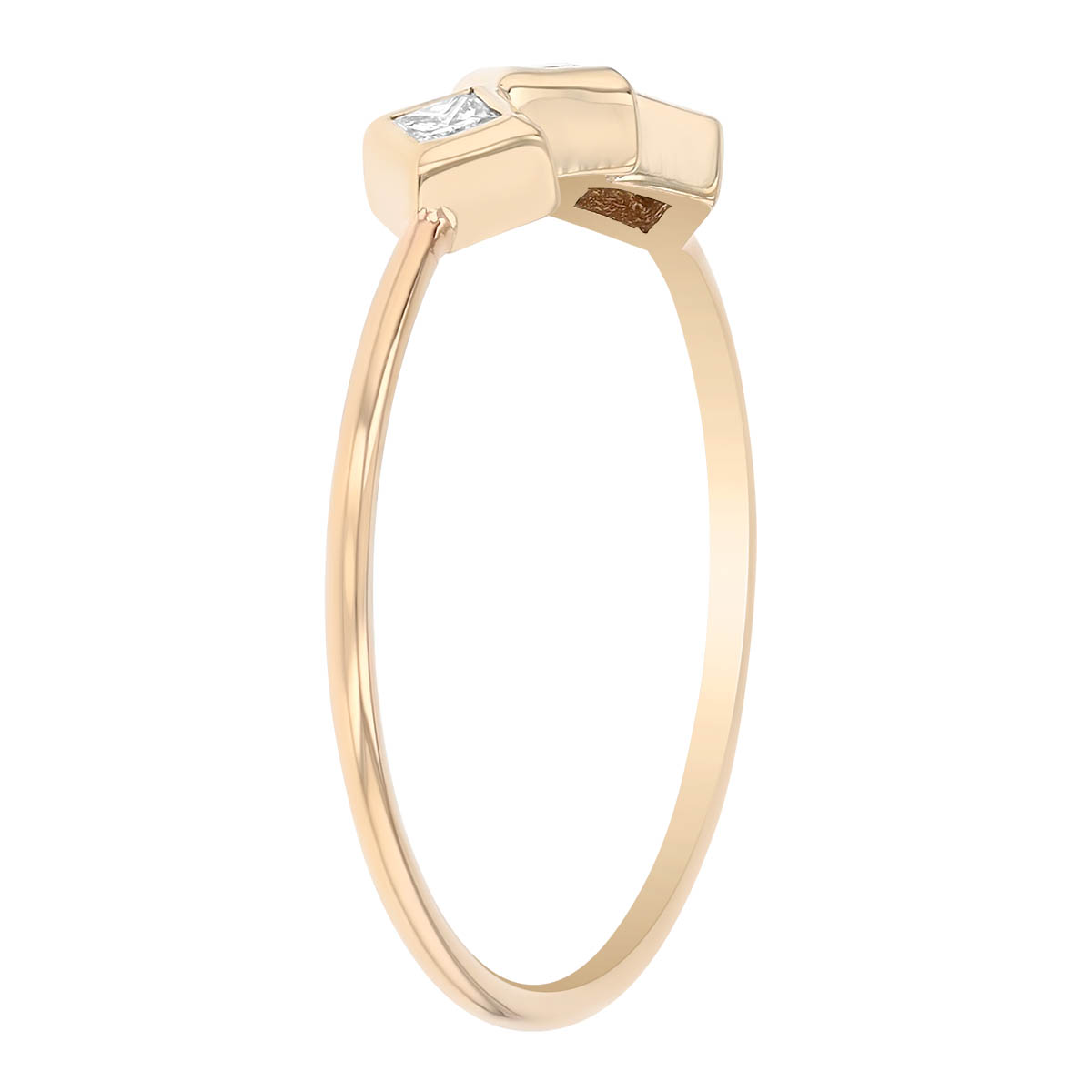 Zoe Chicco Princess Cut Diamond Bezel Trio Ring in Yellow Gold