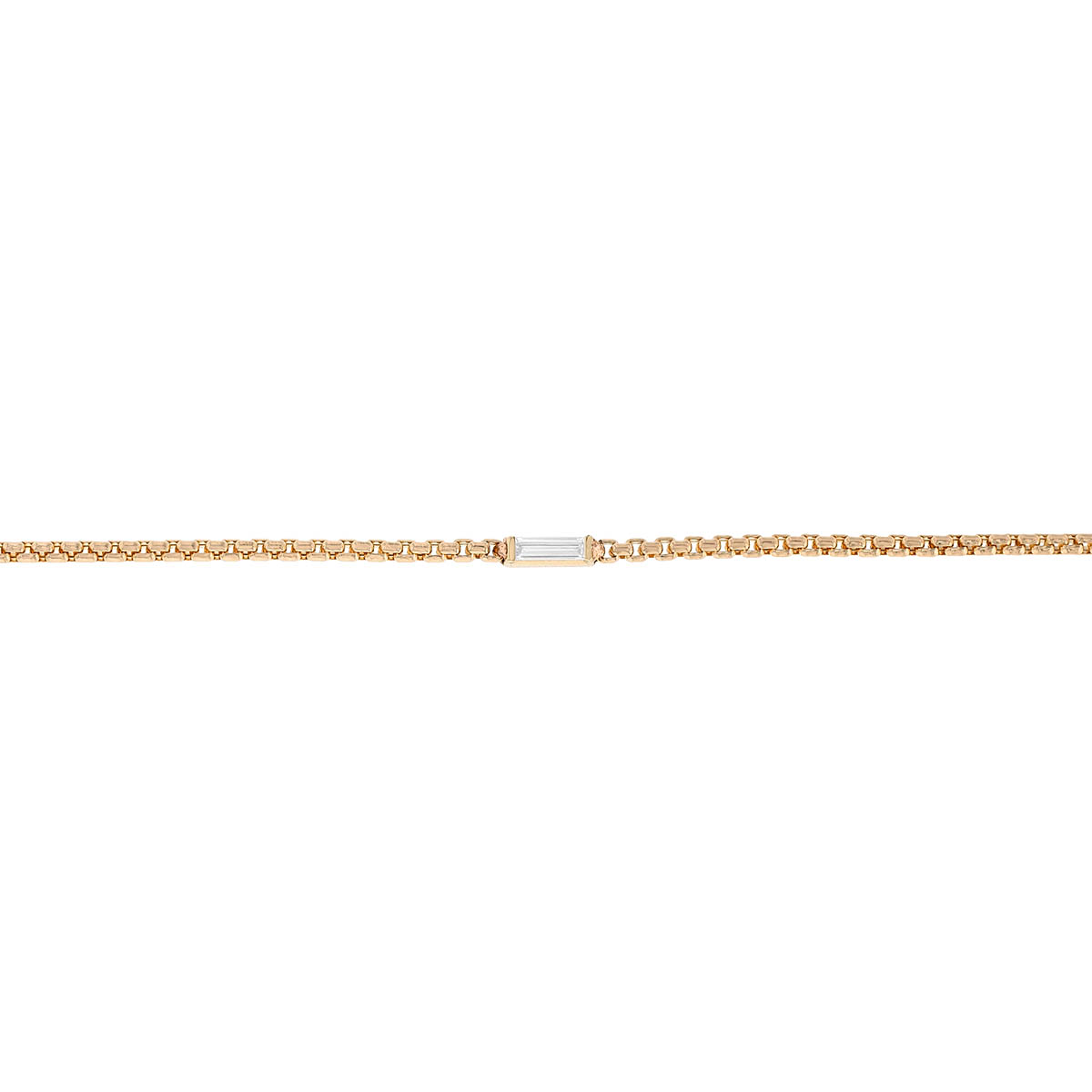 Zoe Chicco Yellow Gold Box Chain Bracelet with Baguette Diamond