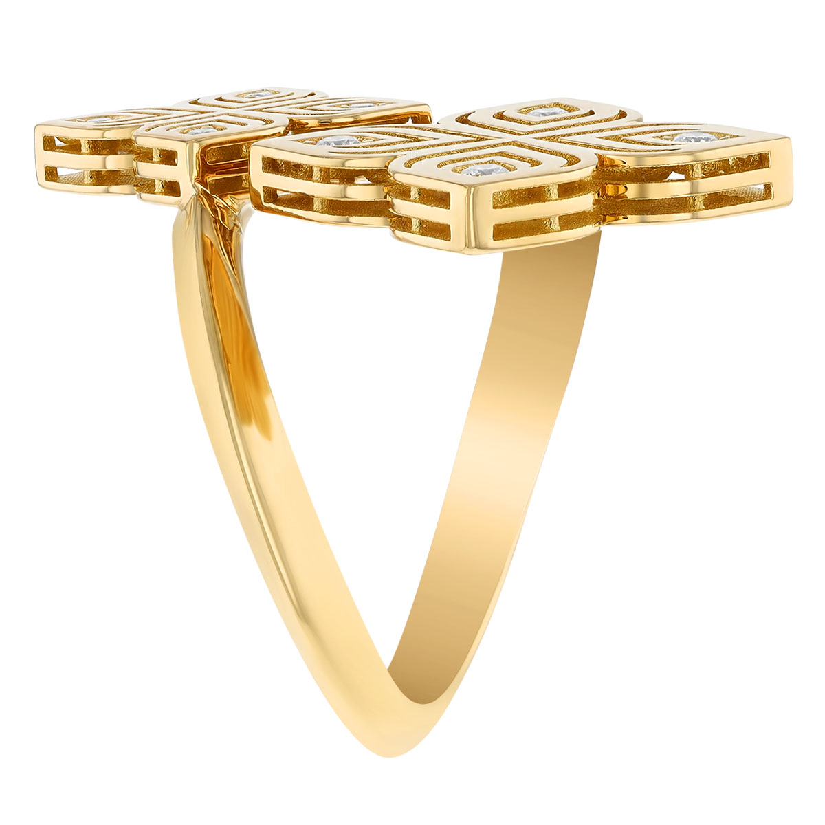 Roberto Coin Arabesque Diamond Bypass Ring in Yellow Gold