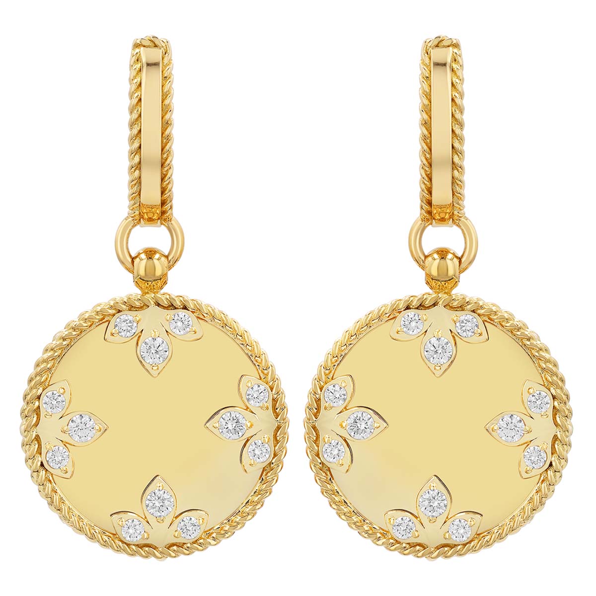 Roberto Coin Yellow Gold Diamond Medallion Dangle Earrings