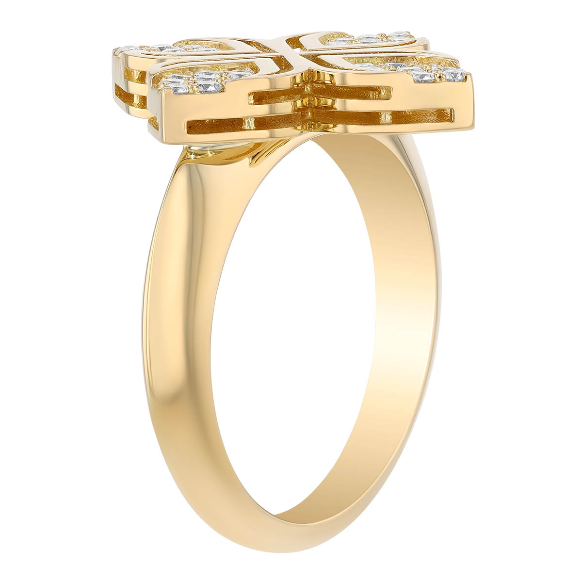 Roberto Coin Arabesque Diamond Pave Flower Ring in Yellow Gold