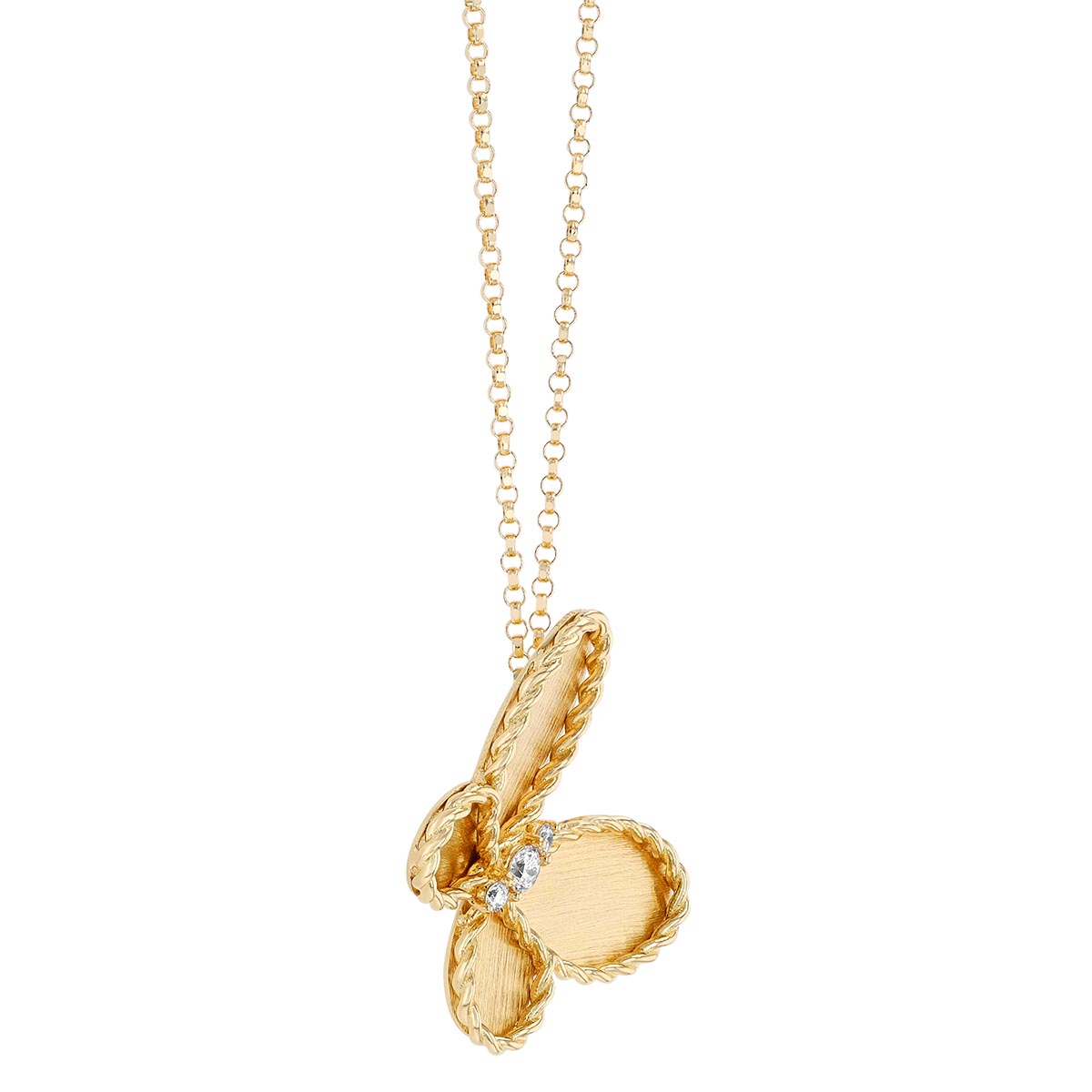 Roberto Coin Tiny Treasures Yellow Gold Butterfly Pendant with Diamonds