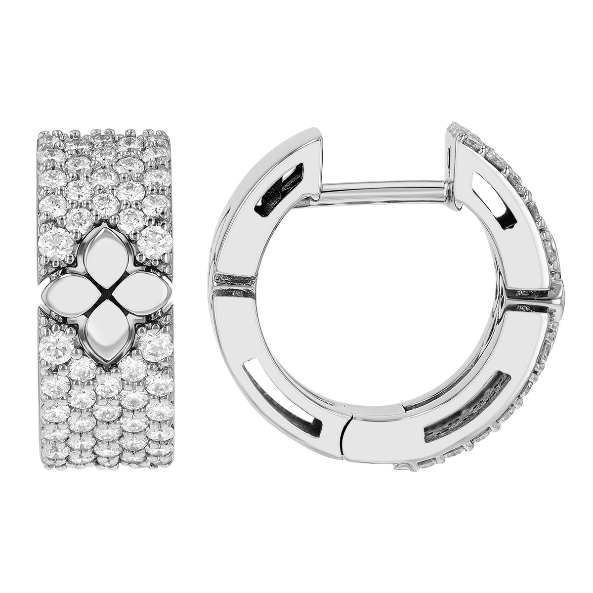 Roberto Coin Love in Verona Diamond Hoop Earrings in 18K White Gold