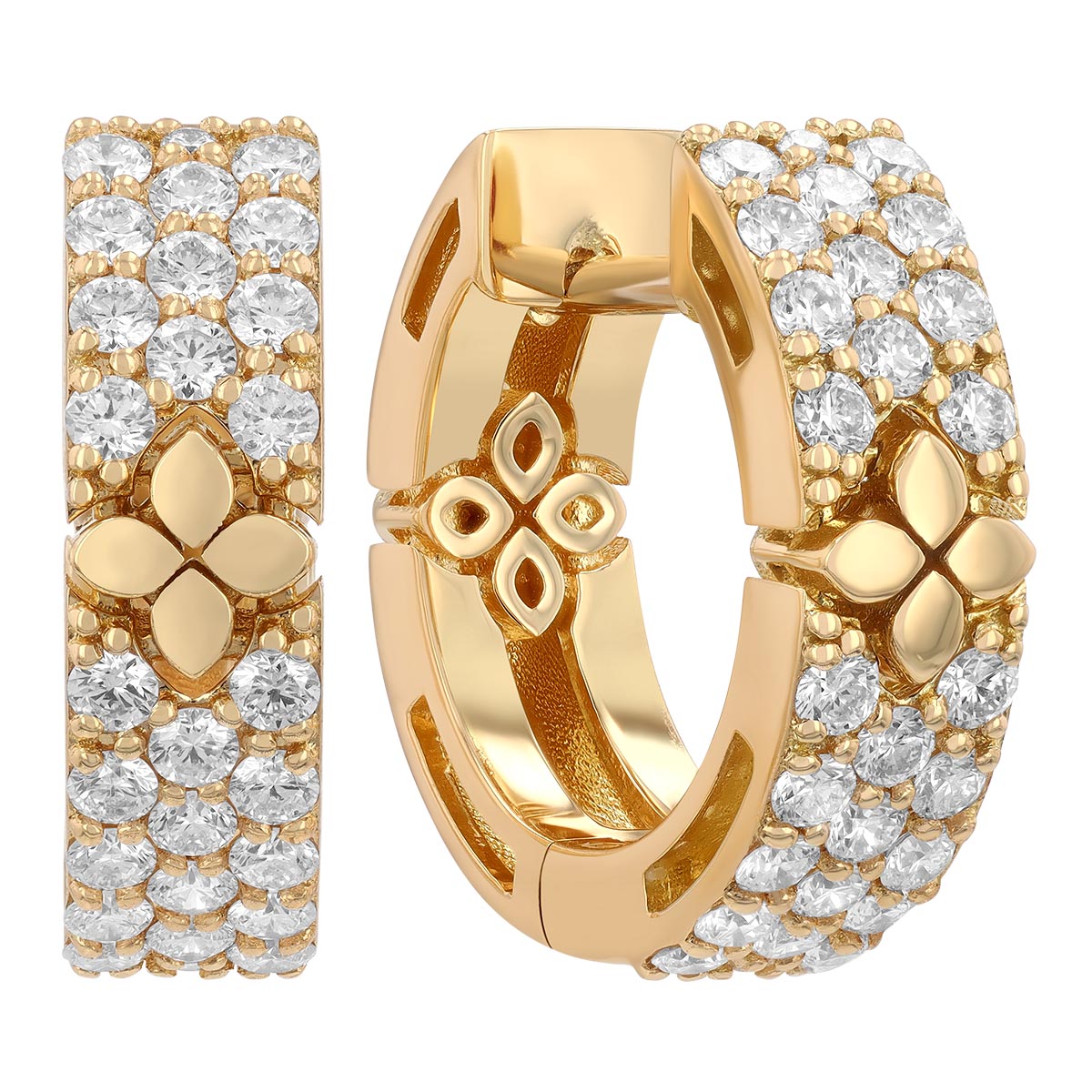 Roberto Coin Love in Verona Diamond Narrow Hoop Earrings in 18K Yellow Gold