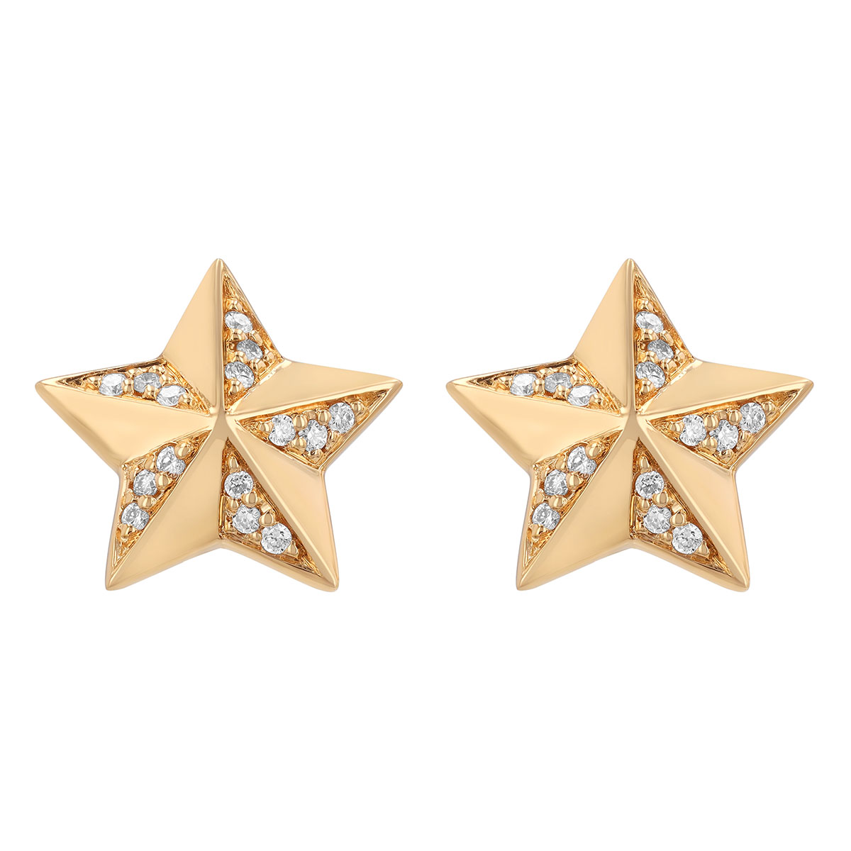 Harwell Godfrey Wish Diamond Star Stud Earrings in Yellow Gold