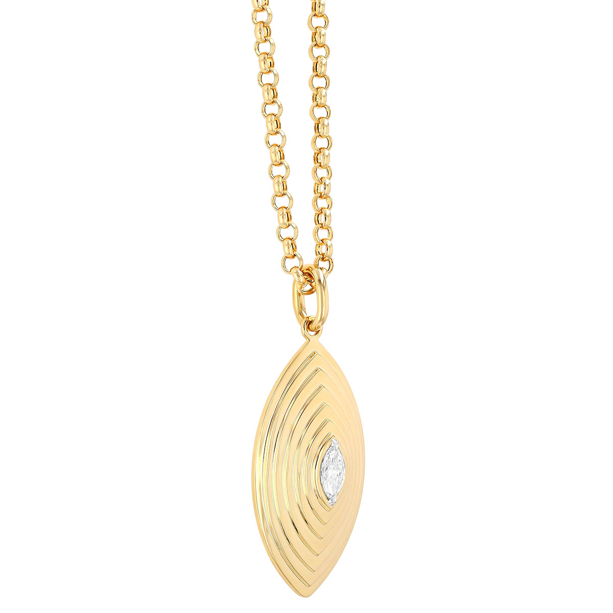 Phillips House Stories Marquise Shape Diamond Layered Pendant in Yellow Gold & Platinum, 22