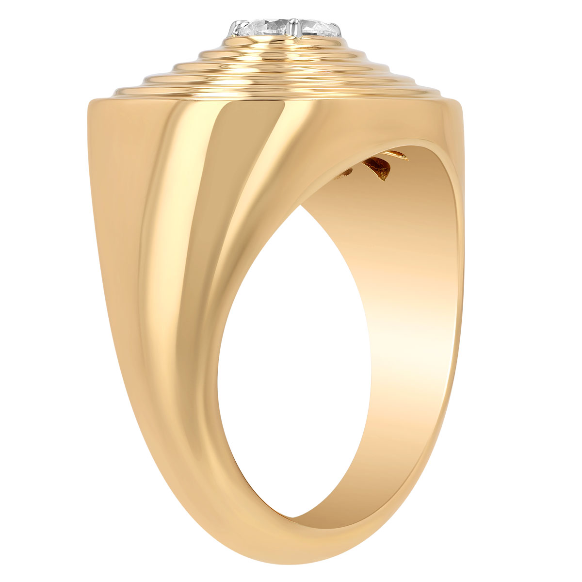 Phillips House Stories Pear Shape East-West Diamond Layered Signet Ring in Yellow Gold & Platinum