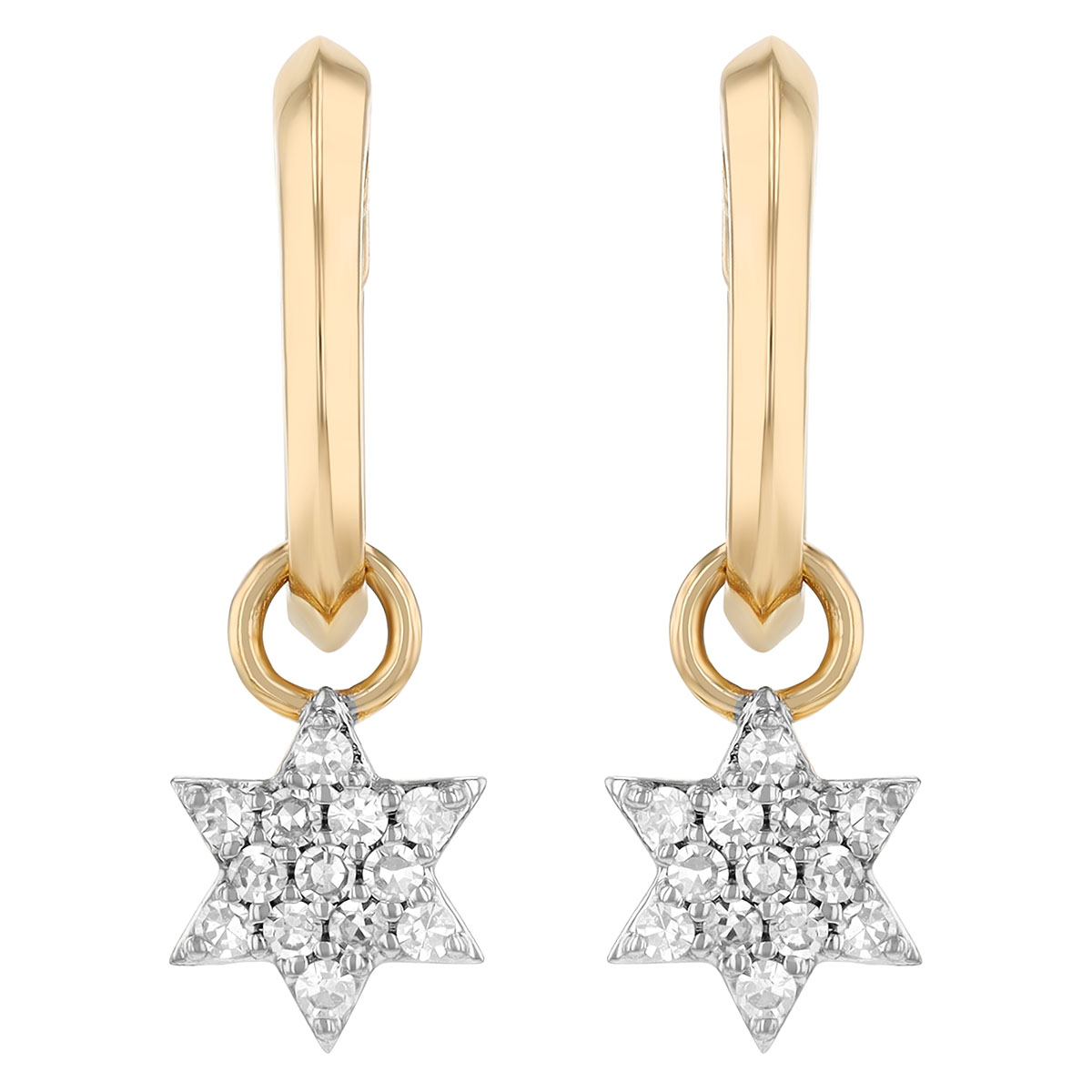 Phillips House Micro Diamond Pave Star of David Dangle Huggie Earrings in Yellow Gold