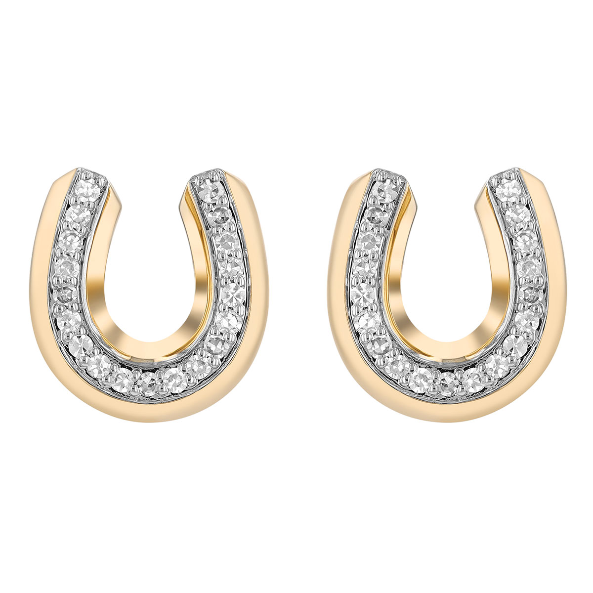 Phillips House Diamond Lucky Horseshoe Stud Earrings in Yellow Gold
