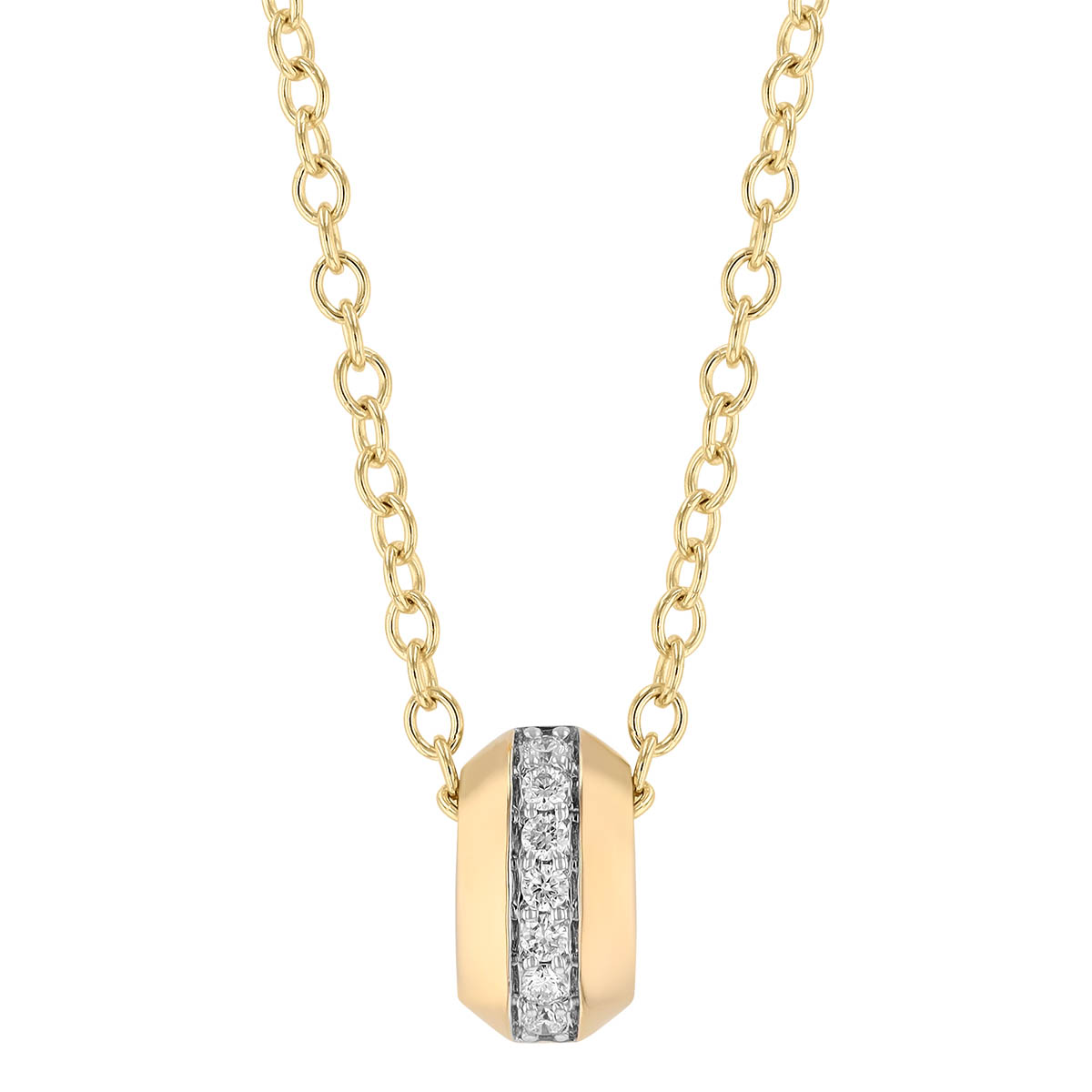 Phillips House Diamond Line Yellow Gold Open Circle Necklace in Yellow Gold, 18