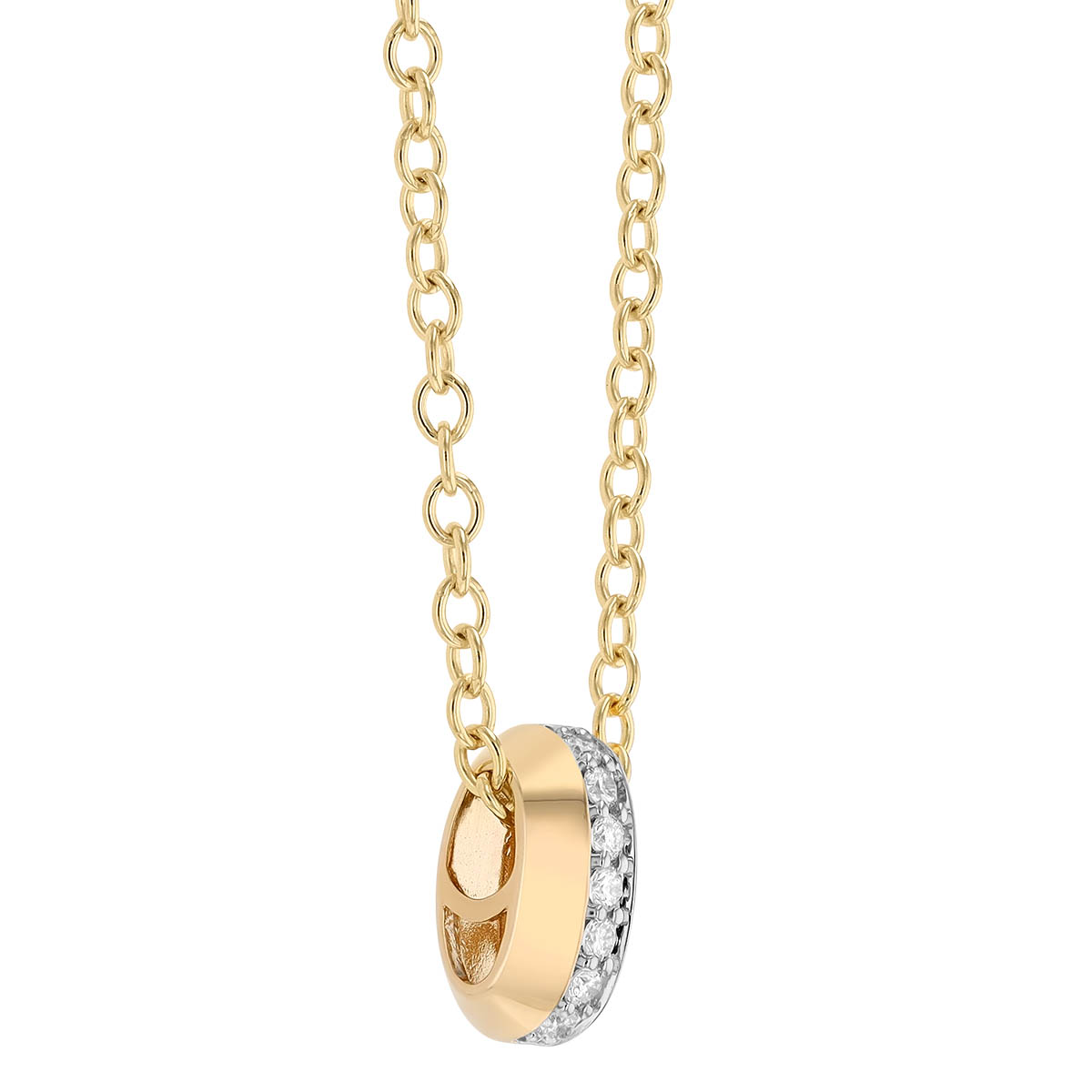 Phillips House Diamond Line Yellow Gold Open Circle Necklace in Yellow Gold, 18