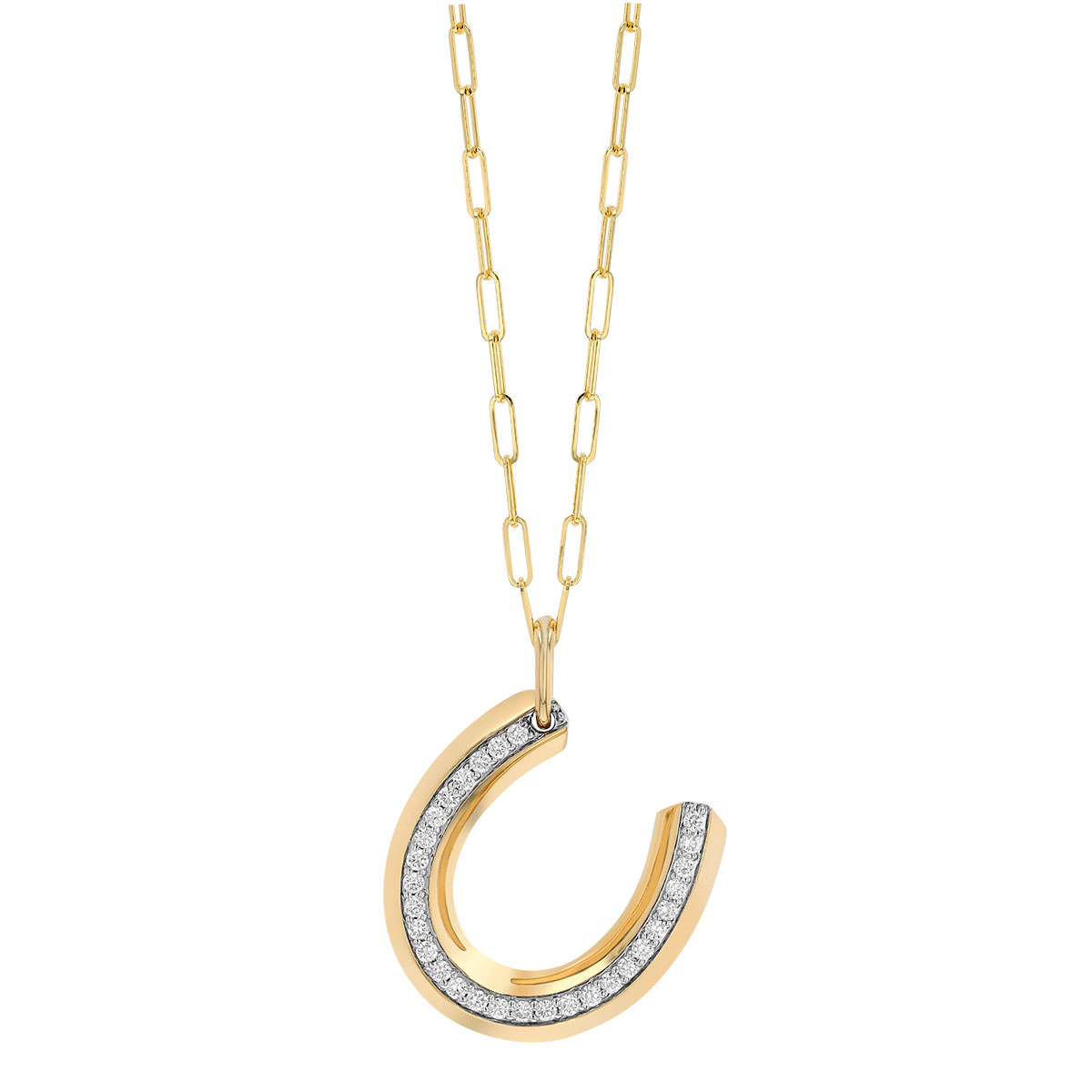 Phillips House Diamond Lucky Horseshoe Pendant in Yellow Gold, 18