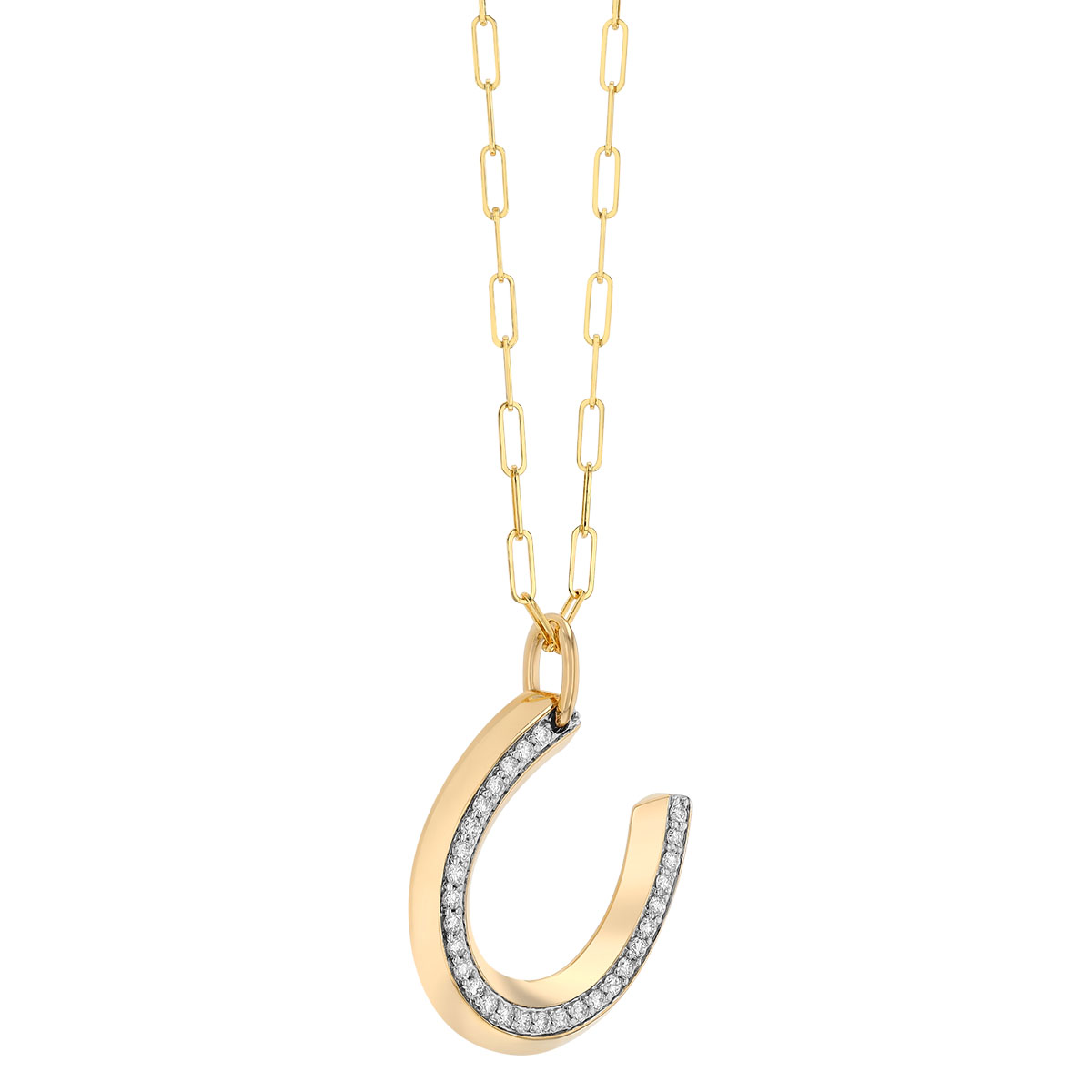 Phillips House Diamond Lucky Horseshoe Pendant in Yellow Gold, 18