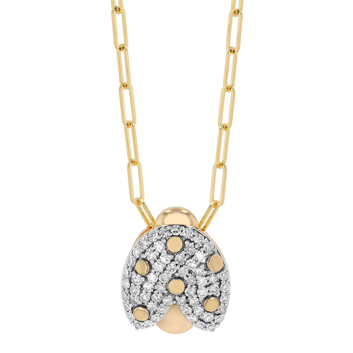 Phillips House Symphony Petite Diamond Pave Ladybug Necklace in Yellow Gold, 18