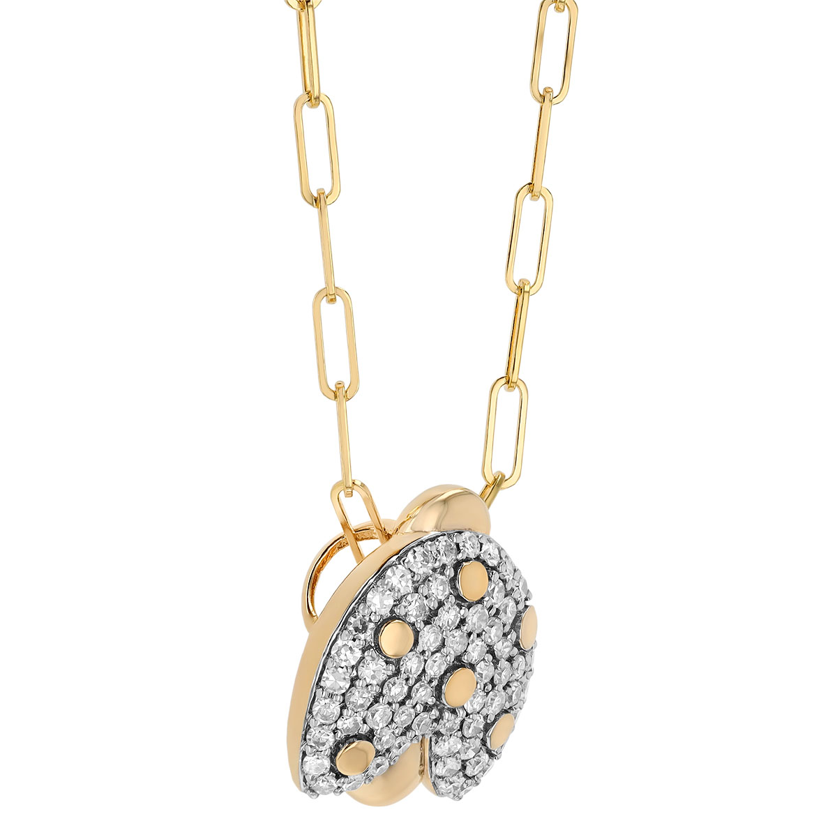 Phillips House Symphony Petite Diamond Pave Ladybug Necklace in Yellow Gold, 18