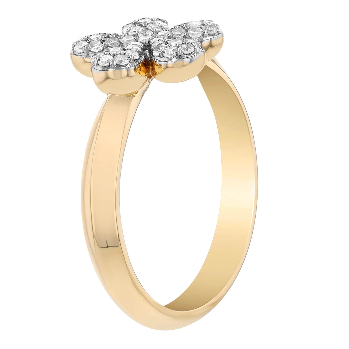 Phillips House Small Diamond Pave Forget-Me-Not Knife Edge Ring in Yellow Gold