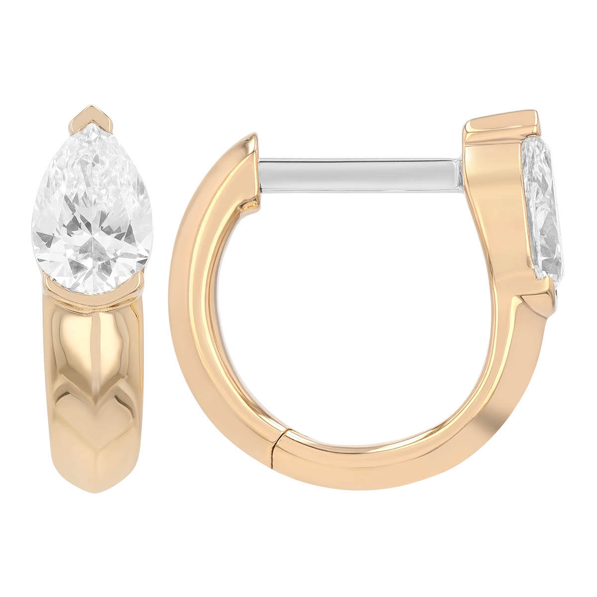 Phillips House Pear Diamond Huggie Hoop Earrings in Yellow Gold
