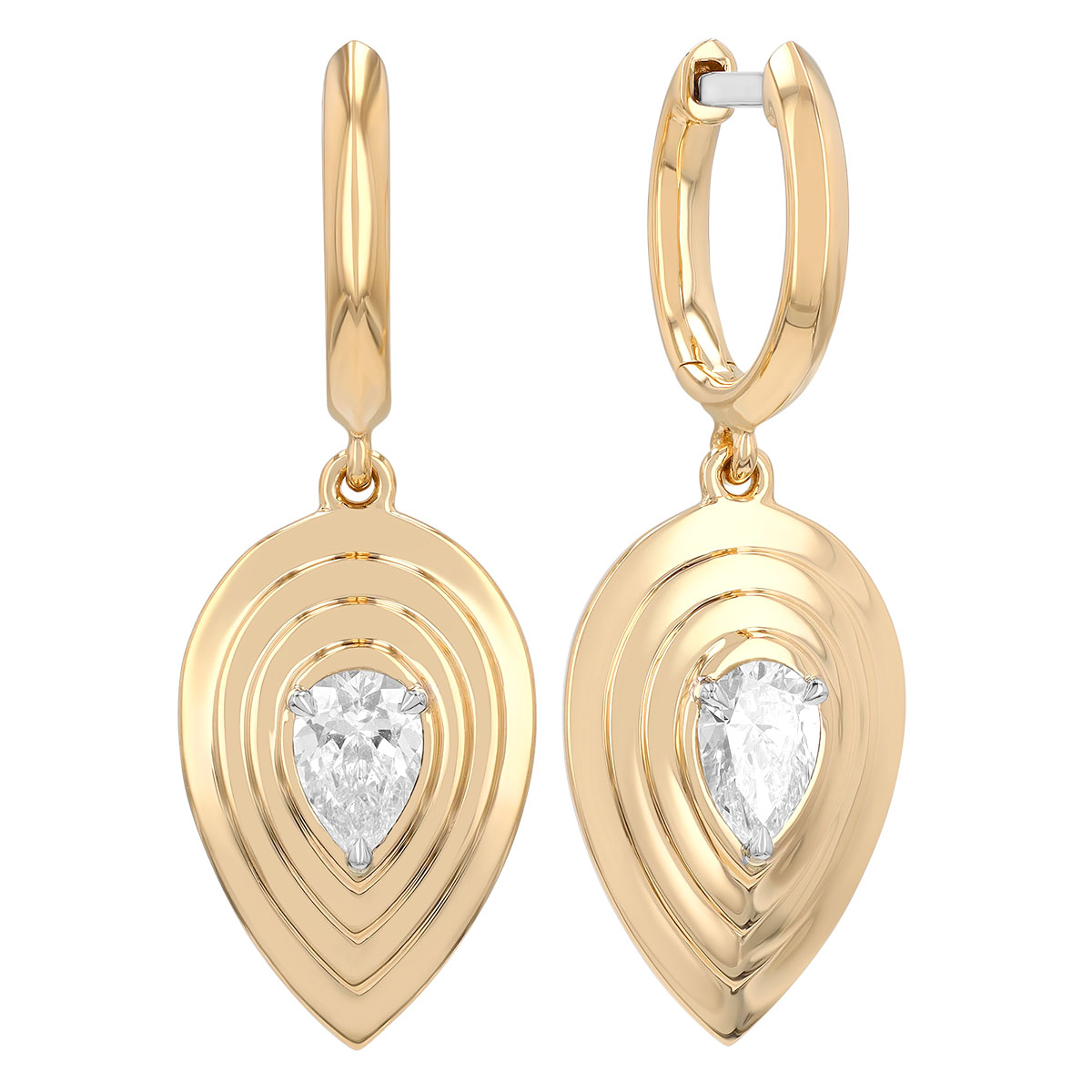 Phillips House Stories Pear Shape Diamond Layered Dangle Huggie Earrings in Yellow Gold