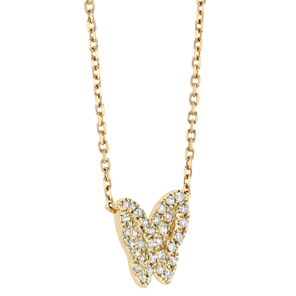 Diamond Pavé Butterfly Pendant in Yellow Gold, 18