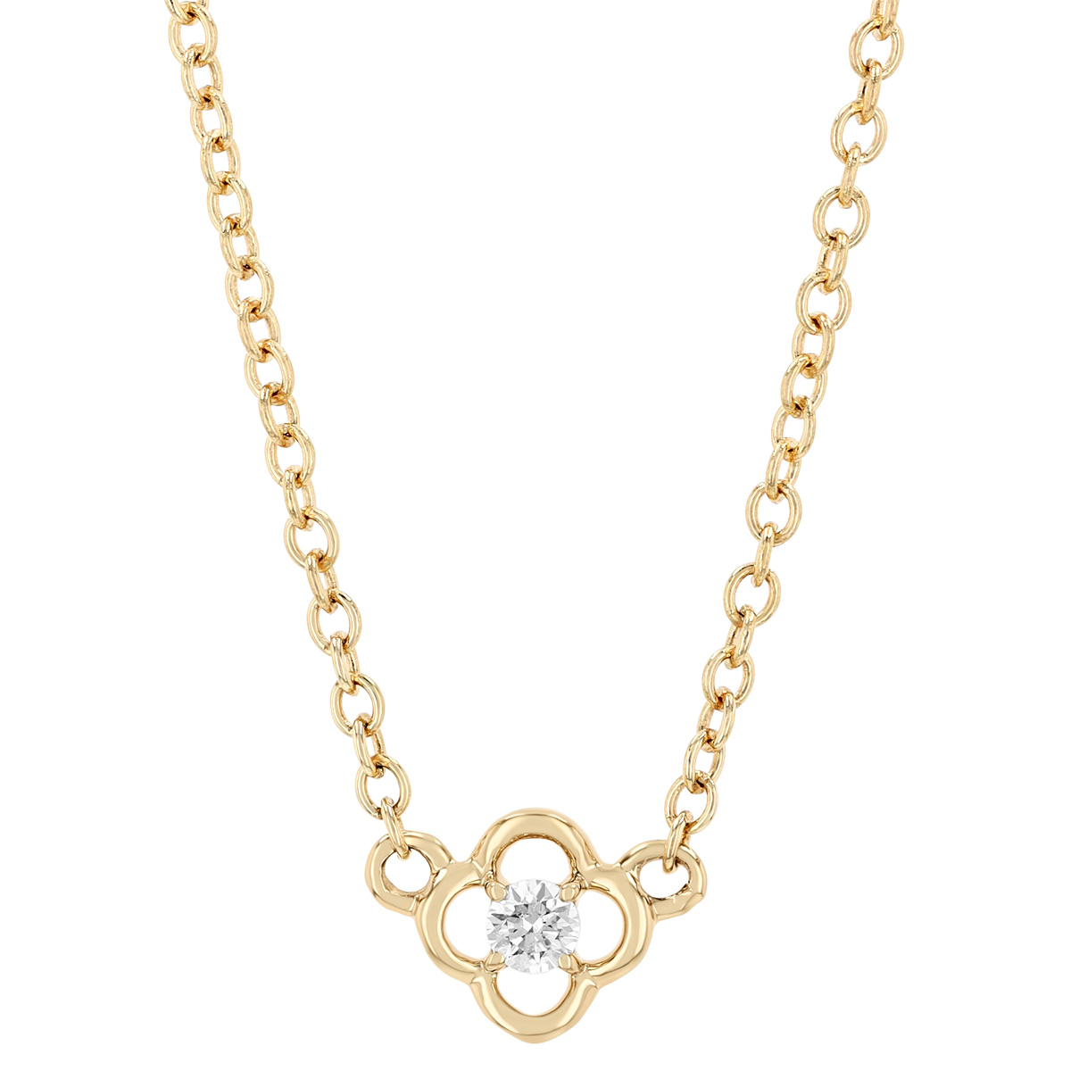 Diamond Dainty Floral Pendant in Yellow Gold, 18