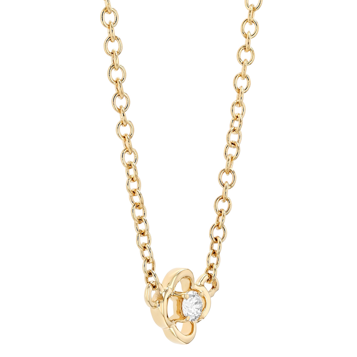 Diamond Dainty Floral Pendant in Yellow Gold, 18