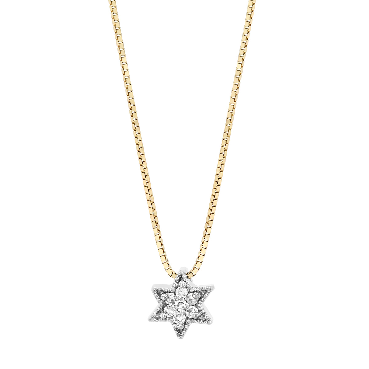 Diamond Pave & Milgrain Star Pendant in Two Tone, 16