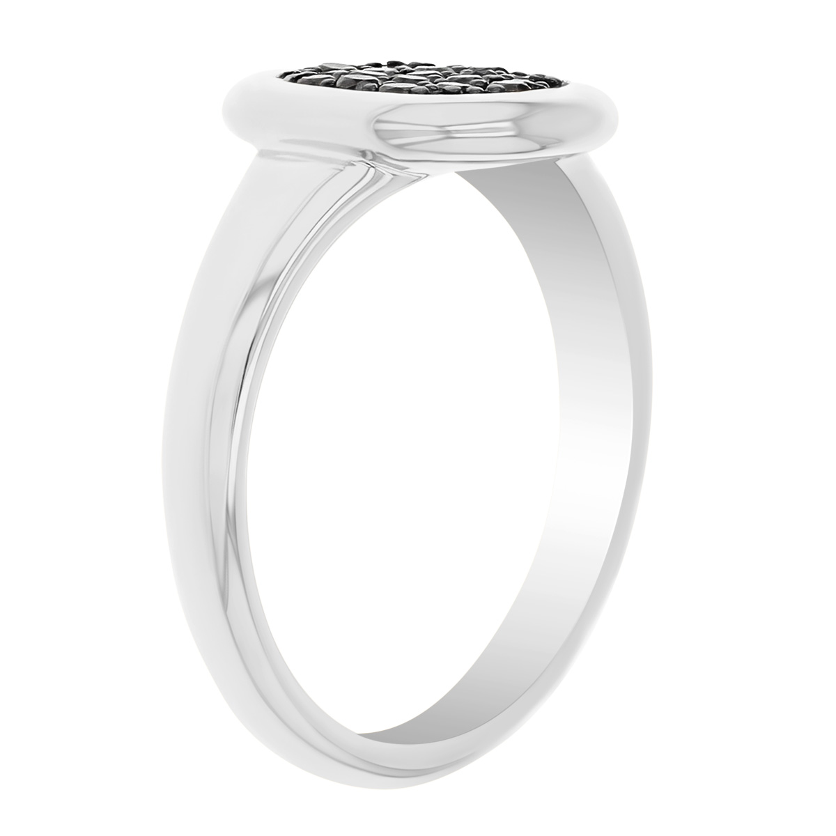 Black Diamond Pavé Square Ring in White Gold & Black Rhodium