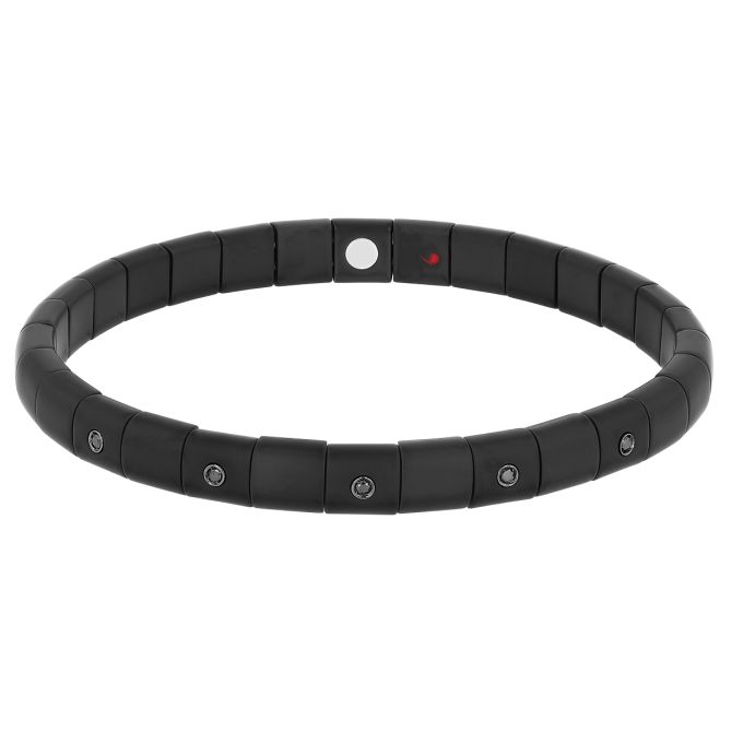 Demeglio Pura Matte Black Ceramic Stretch Bracelet with Black Diamonds