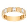 Bezel Set Emerald Cut Diamond Square Pattern Ring in Yellow Gold