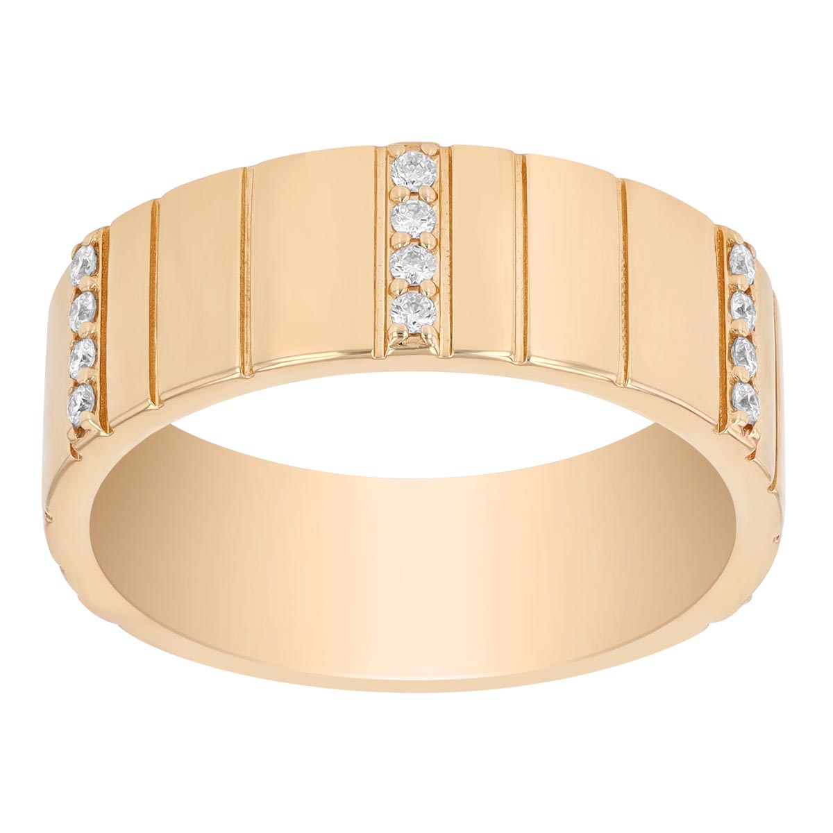 Diamond Bar Pattern Band Ring in Yellow Gold