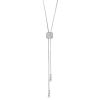 Diamond Pave Square Threader Lariat Necklace in White Gold