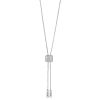 Diamond Pave Square Threader Lariat Necklace in White Gold
