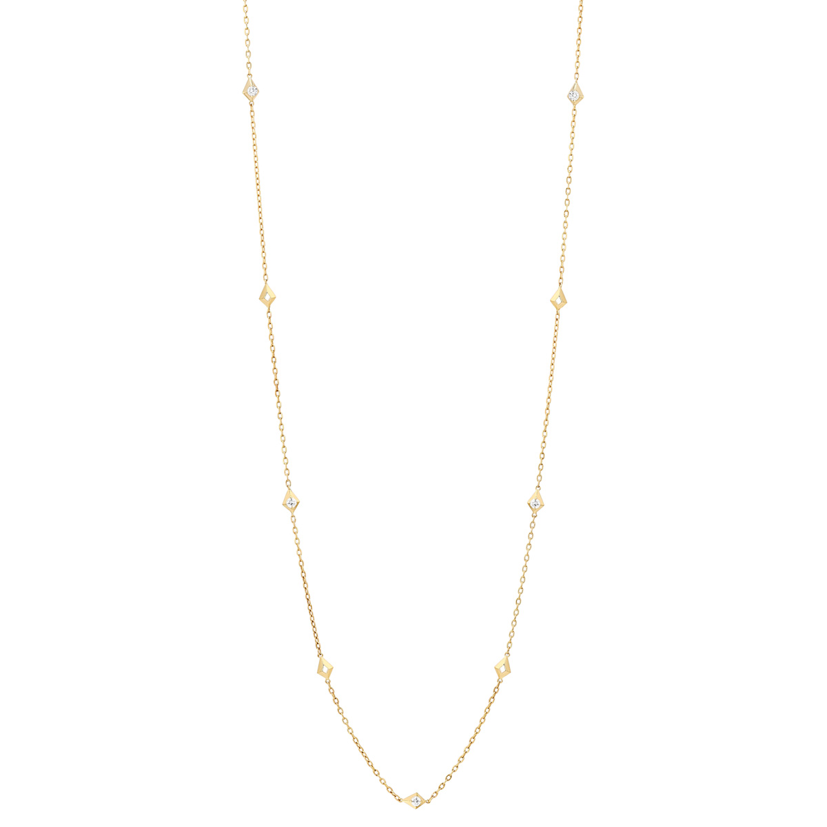 Yellow Gold Kite Station Necklace with Diamond Accents, 33