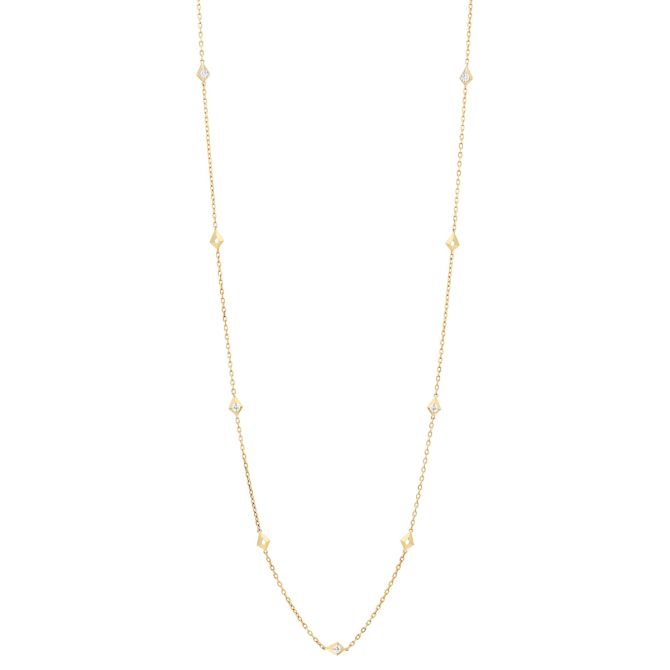 Yellow Gold Kite Station Necklace with Diamond Accents, 33"