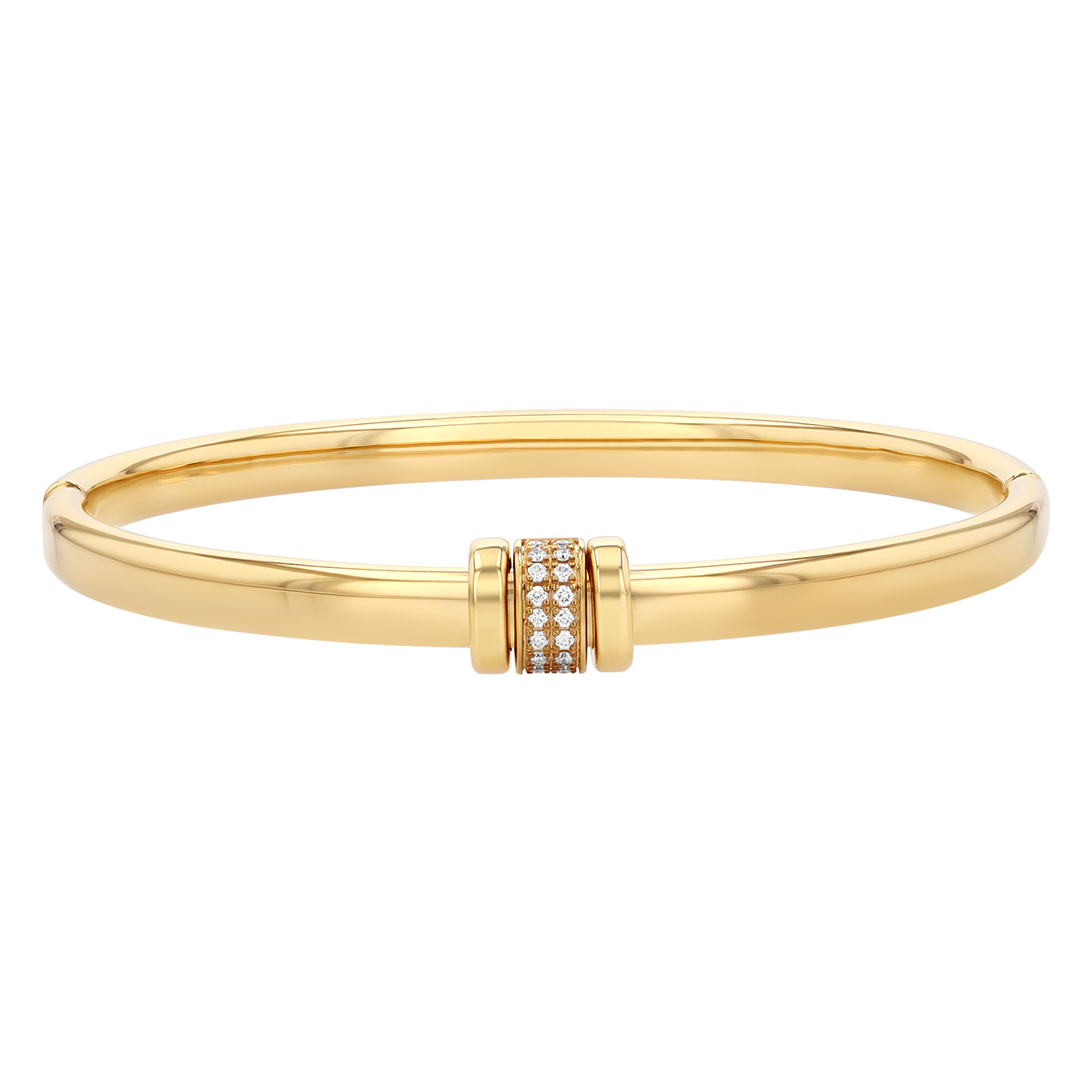 Pesavento Elegance Diamond Pave Rondell Bangle Bracelet in Yellow Gold Vermeil