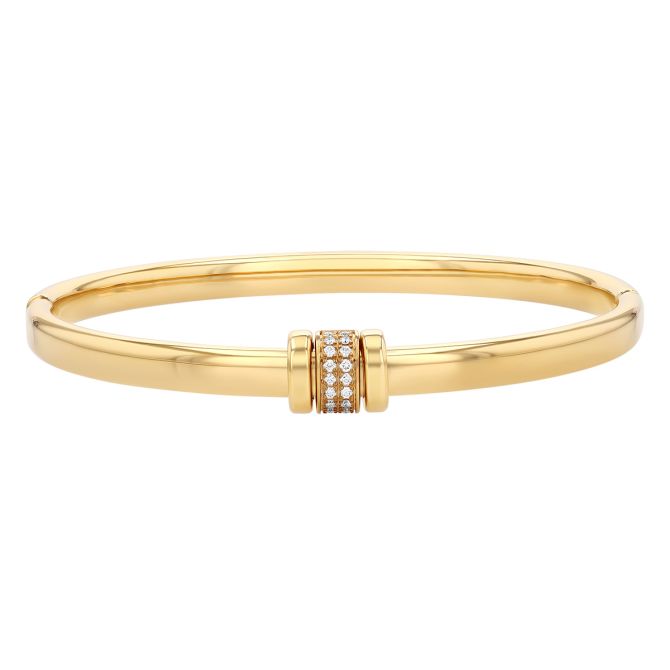 Pesavento Elegance Diamond Pave Rondell Bangle Bracelet in Yellow Gold Vermeil