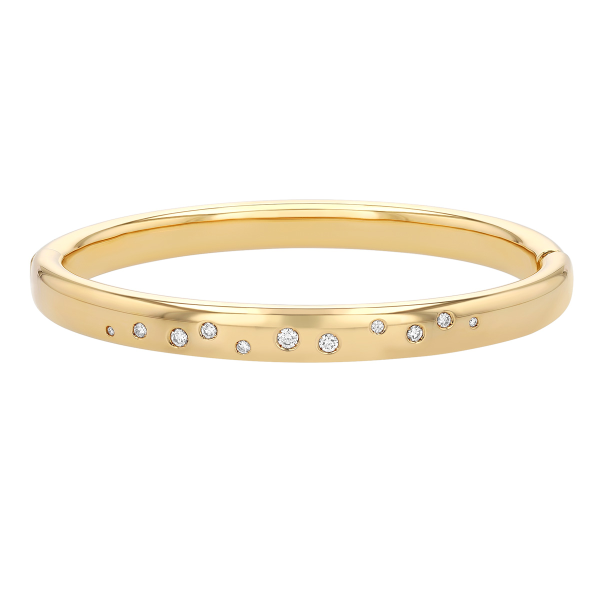 Pesavento Elegance Flush Set Diamond Scatter Bangle Bracelet in Yellow Gold Vermeil