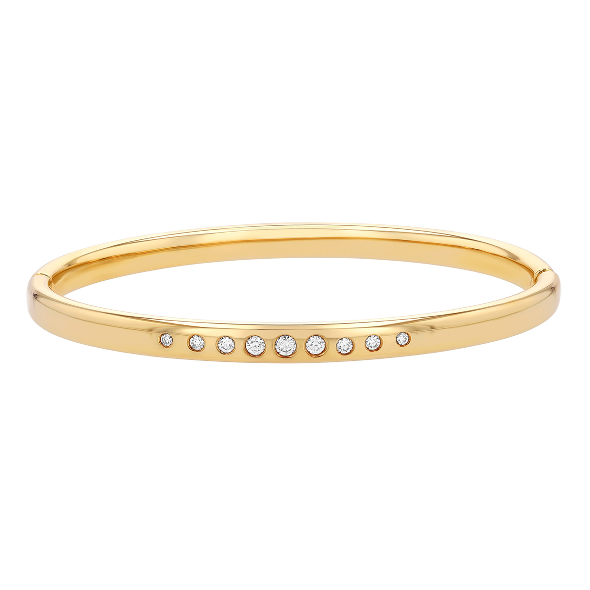 Pesavento Elegance Flush Set Graduated Diamond Bangle Bracelet in Yellow Gold Vermeil